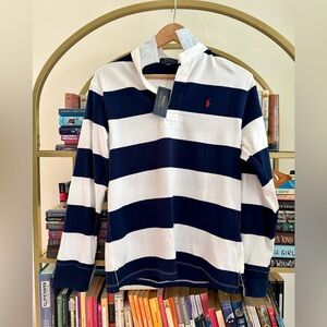 BNWT Classic Polo Ralph Lauren Striped Rugby Shirt – Navy/White 🏉